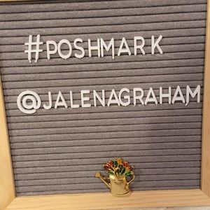 Cloisonne Brooch/Pin Tulips in Goldtone Water Can